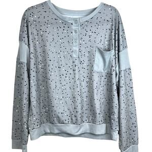 Splendid Heart Print Pullover Long Sleeve Casual Top Women’s Size XL